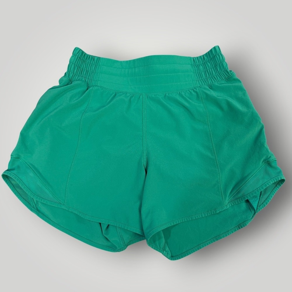 Lululemon Hotty Hot High-Rise‎ Lined Short 4" Green LW7ARIT Womens Size 2